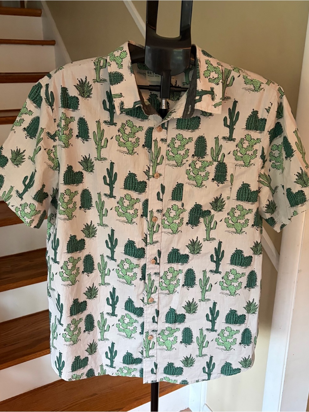 Retrofit  Cactus Print Button Down Shirt  XL Western Desert Casual 100% Cotton